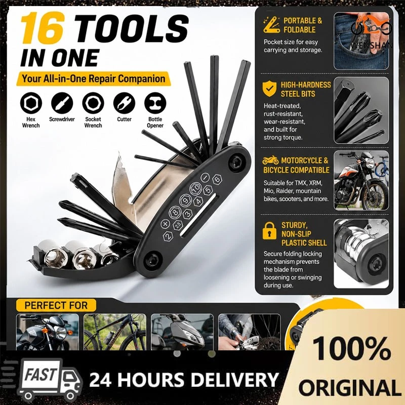 48% OFF 6 in 1 Foldable Multi Tool Motorcycle Bike Repair Kit Hex Wrench Screwdriver Socket Set Portable
