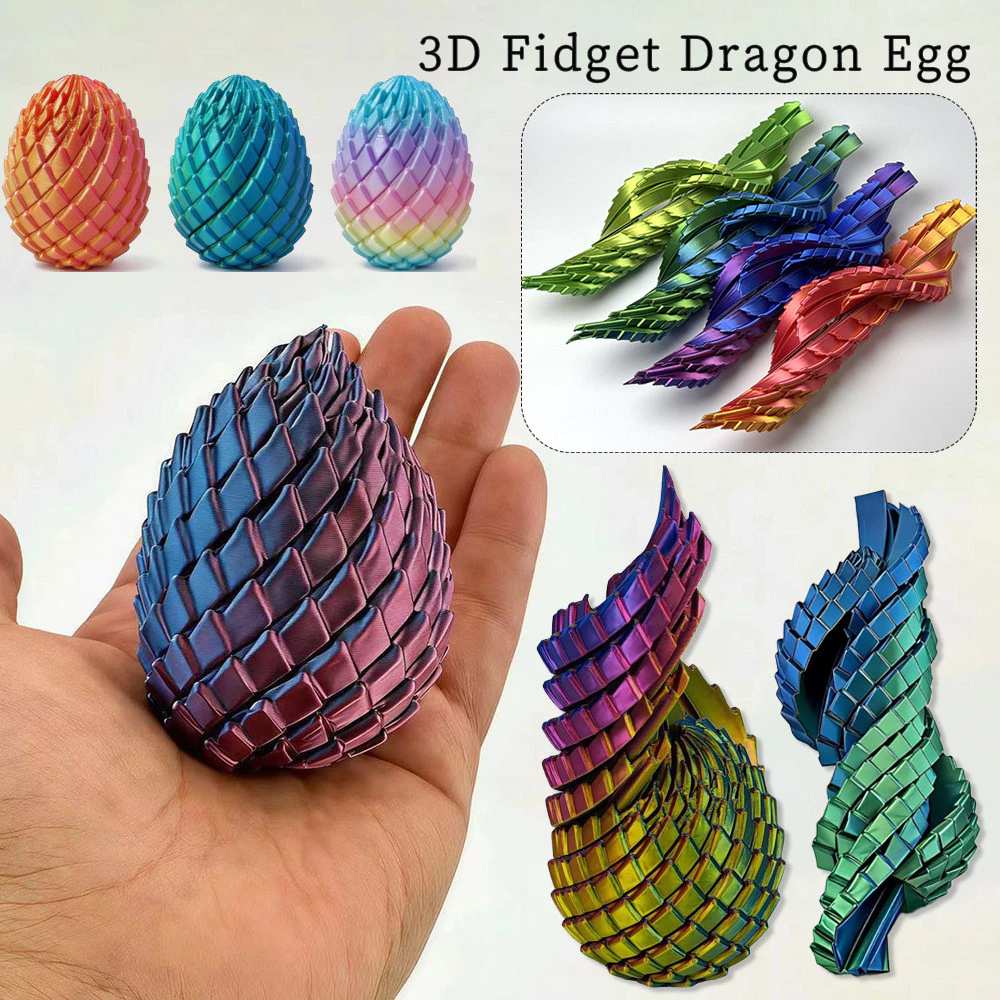 48% OFF 3D Printed Dragon Scale Egg Fidget Toy Easter Twist Decompression Dragon Egg for Kids Gifts