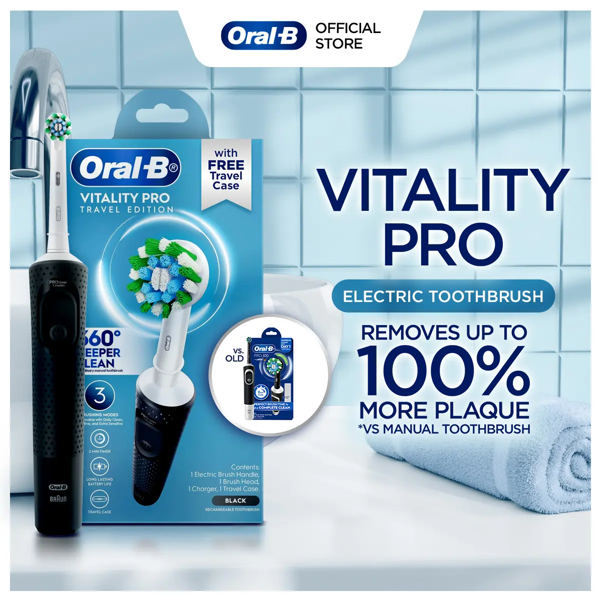 31% OFF Oral-B Pro 100 Cross Action + FREE Travel Case