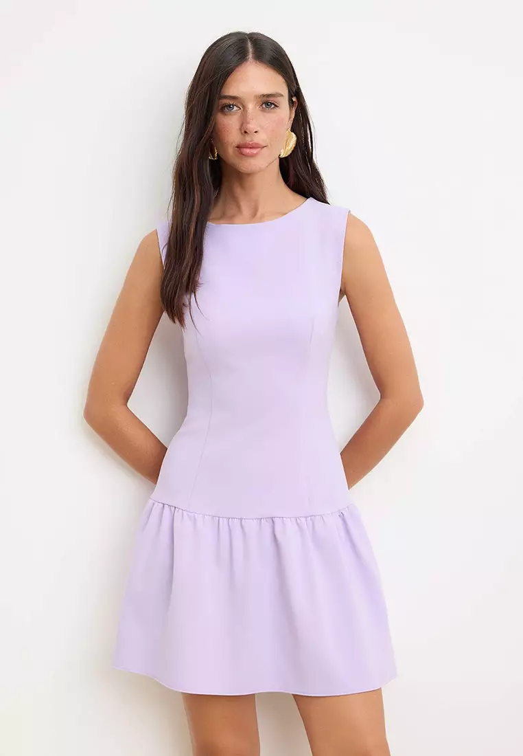 41% OFF Lilac Sleeveless Skirt Ruffled Mini Stretchy Woven Dress Twoss26El34