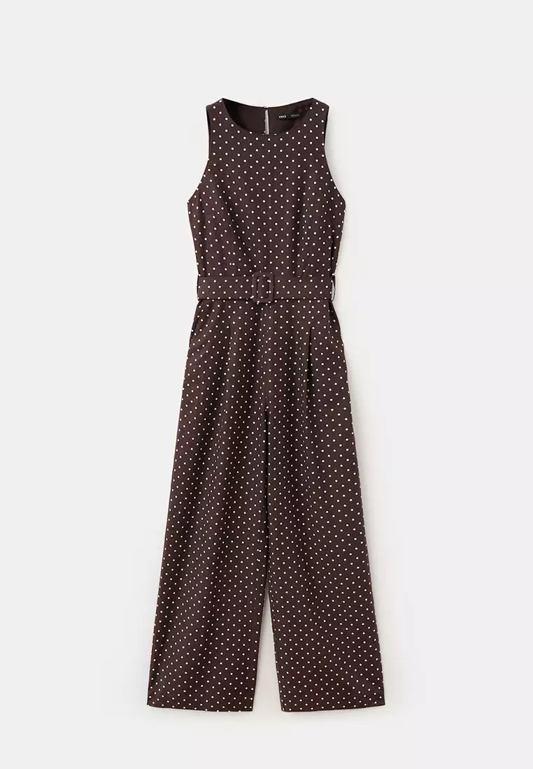 61% OFF Jumpsuit With Polka-Dot Belt