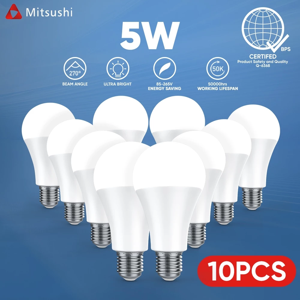 62% OFF Mitsushi E27 LED Bulb Combo 10PCS Set 5W/9W/12W/18W Energy-Saving White Light Lamp