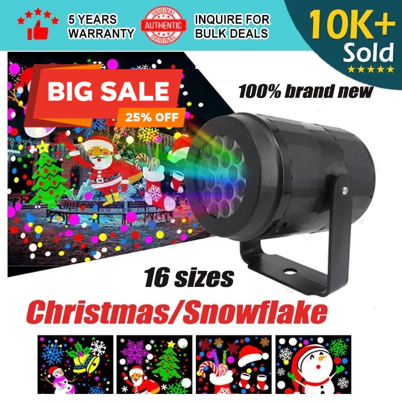 50% OFF New Year Party Decorative Lights 15 Patterns LED Laser Christmas Decor Snowflake Elk Projection Lamp