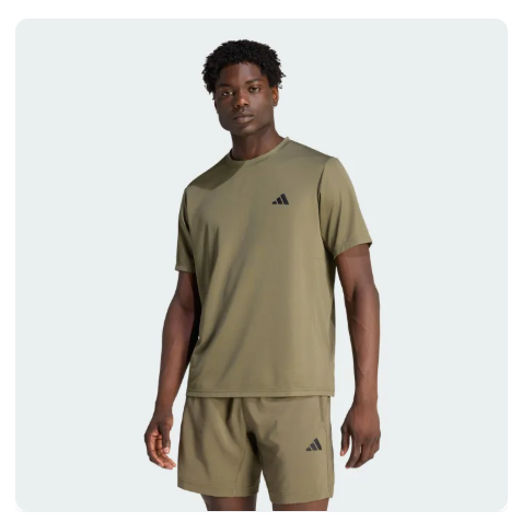 25% OFF adidas Gym & Training WORKOUT ESSENTIALS BASE T-SHIRT Men Green KD5461