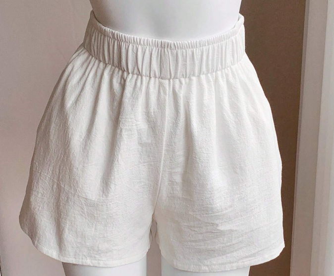 13% OFF Comfortcana Solid Color Elastic Waist Shorts