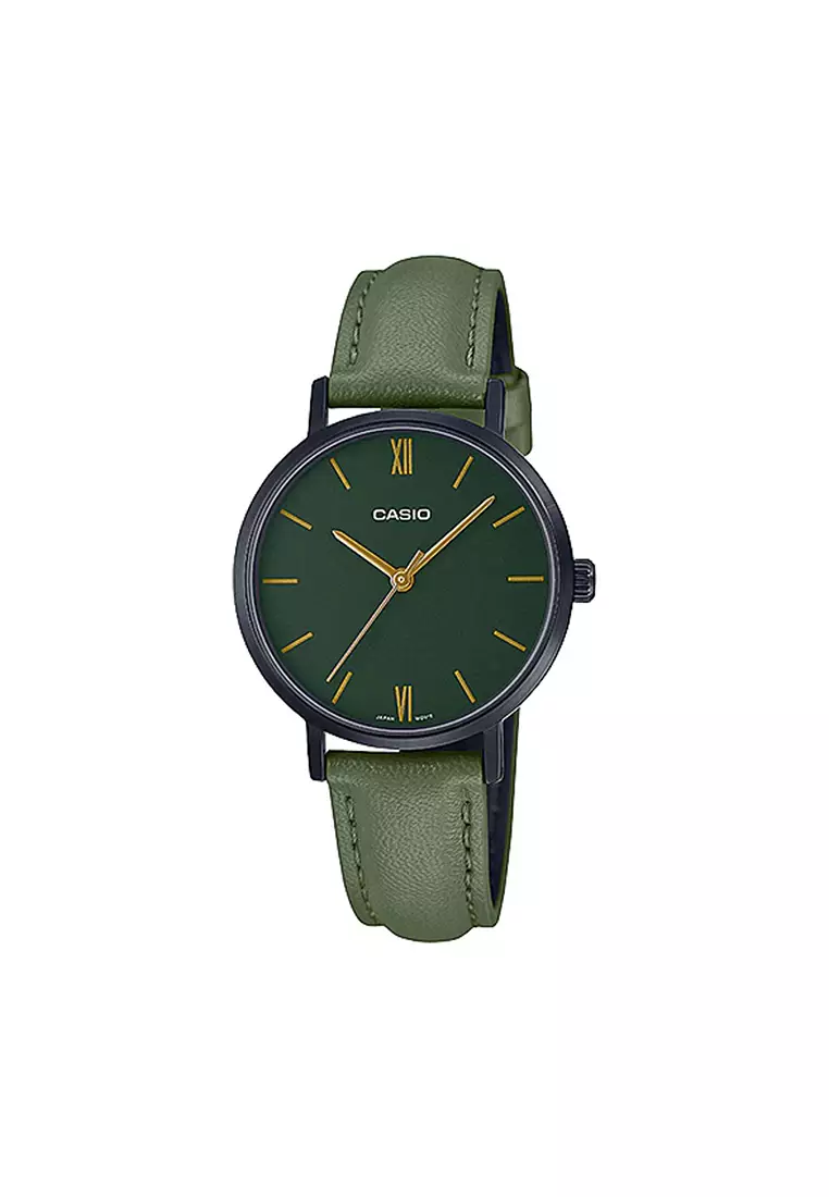 55% OFF Women's Analog Watch LTP-VT02BL-3A Green Leather Watch Women