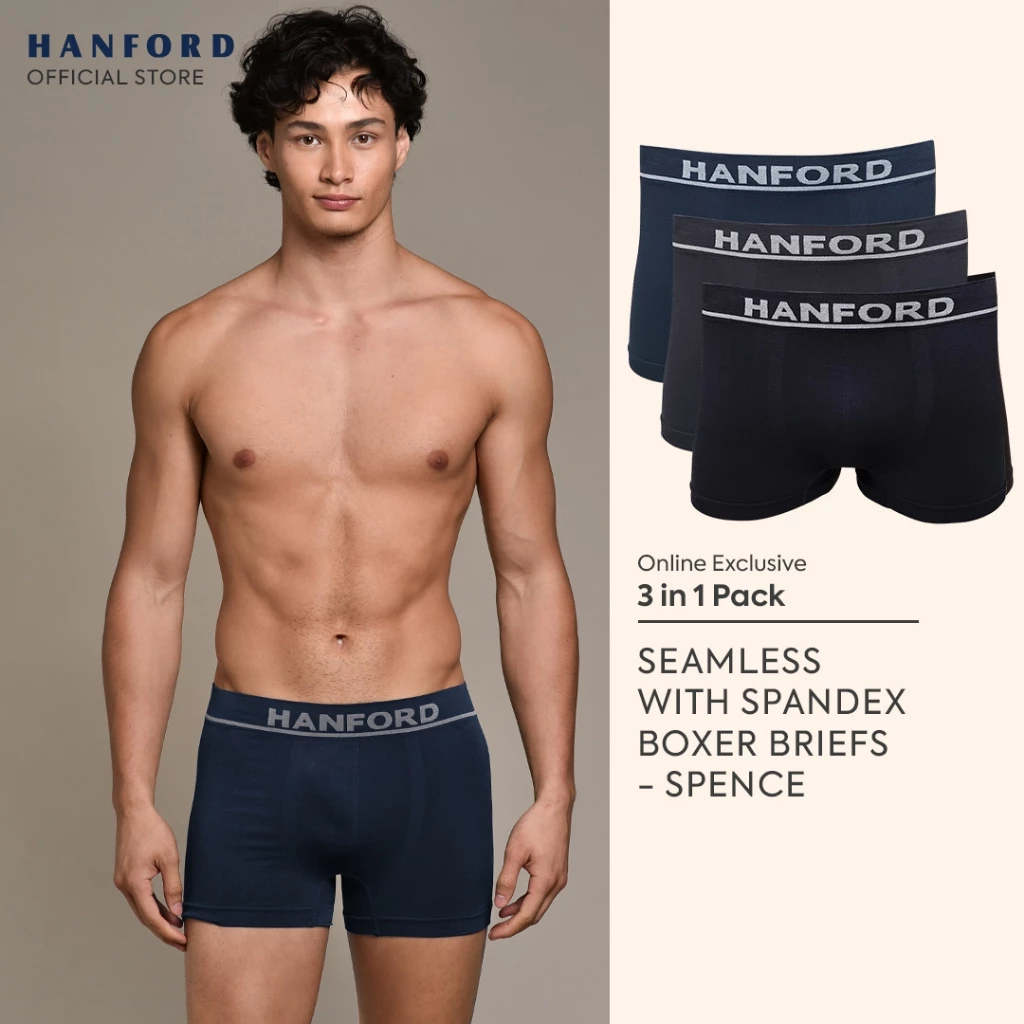 25% OFF Hanford Men Seamless Comfort Soft Nylon with Spandex Boxer Briefs Itch Free Spence (3in1 Pack)