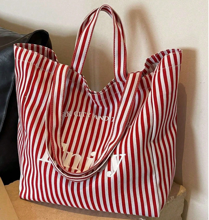 15% OFF Contrast Color Design, Lightweight And Portable, Suitable For School, Campus, Library, Shopping, Travel, Outdoor Activities, Picnic, Etc. Large Capacity Handbag With Shoulder Strap