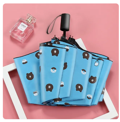 16% OFF KAWAII BROWN BEAR AND MAGICAL FLOWER BLOSSOM FOLDED SUN/RAIN WITH UV PROTECTION UMBRELLA