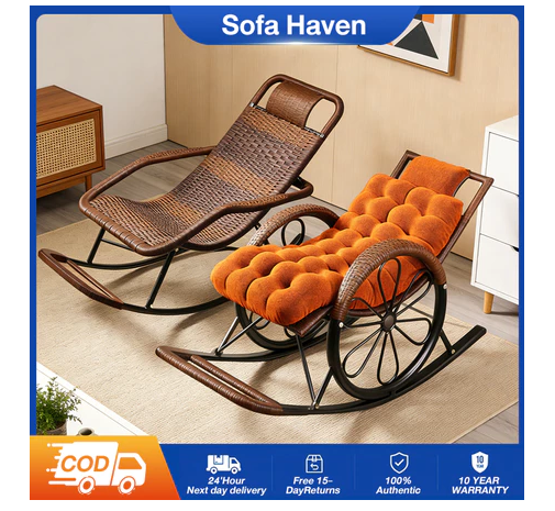 63% OFF Rattan Rocking Chair For Adult Heavy Duty Leisure Reclining Chair Ergonomic Nap Balcony Lazy Chair