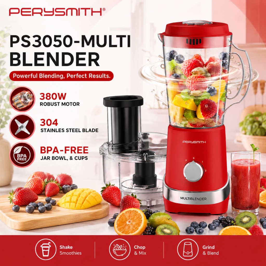 63% OFF PerySmith PS3050 4-in-1 High Speed Blender & Grinder, Heavy Duty Ice Crusher, 1.5L Capacity