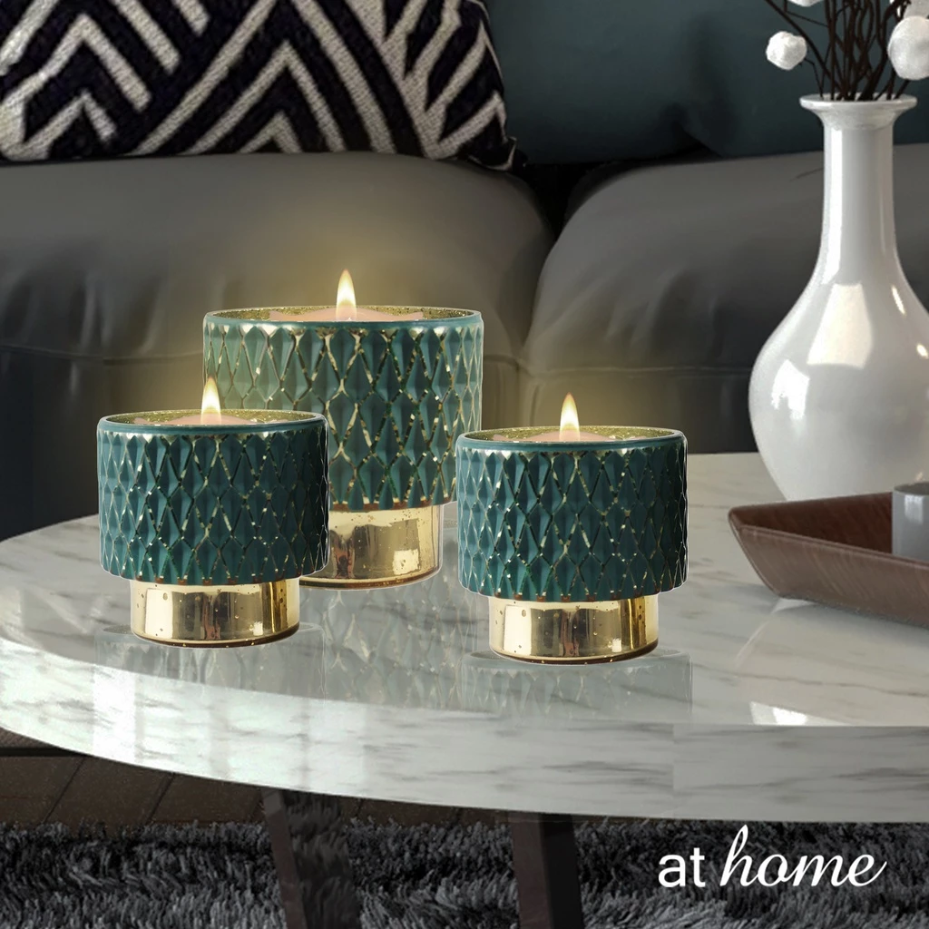 64% OFF At Home Deluxe Dortha Glass Candle Holder Home Décor - Centerpiece For Pillar Candle Nordic