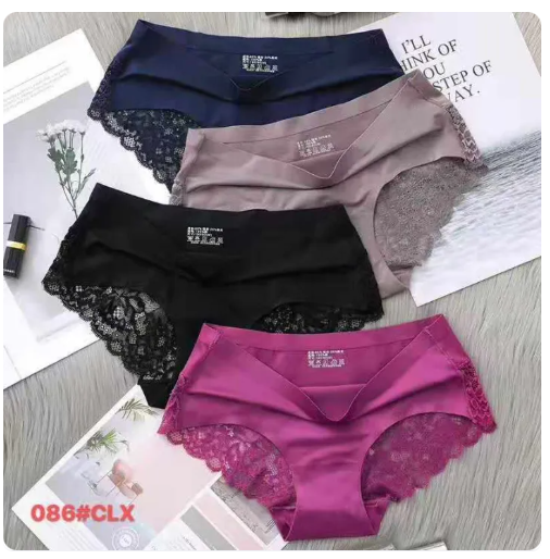 54% OFF 4 PCS High Quality Seamless Lace Women's Underwear Ice Silk Breathable Sexy Briefs Thin Section Panties（M-XXL）#086