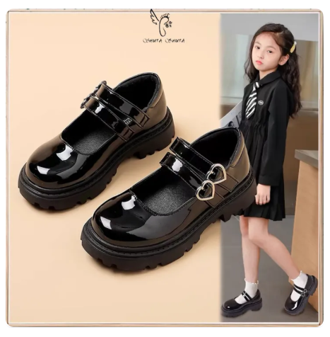 15% OFF Black Shoes #606 Girls School Shoes Rubber Black Shoes (add one size)