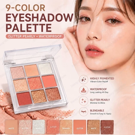 55% OFF 9-Color Eyeshadow Palette with Long-Lasting Matte and Shimmer Finish