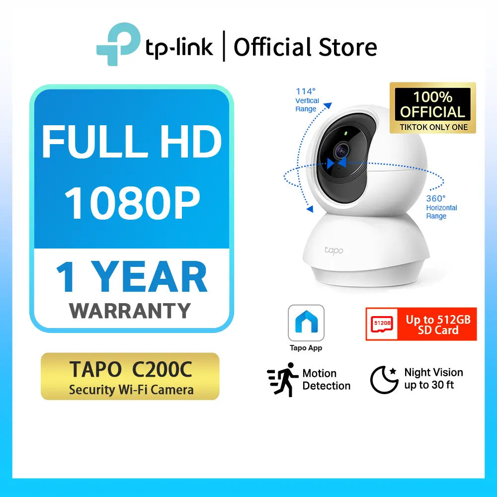 33% OFF TP-Link Tapo C200C Pan/Tilt Home Security Camera with HD Video, Night Vision, and Two-Way Audio