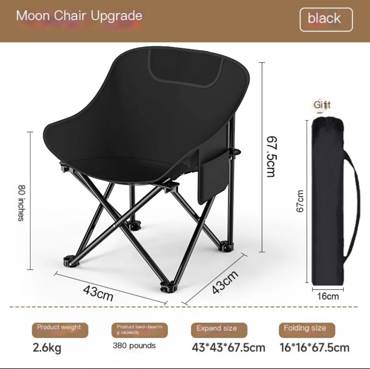 48% OFF  (Buy 1 get 1 free) NEW Moon chair, outdoor camping chair, folding chair, sketching chair, portable high back lounge chair, camping picnic, camping table and chair