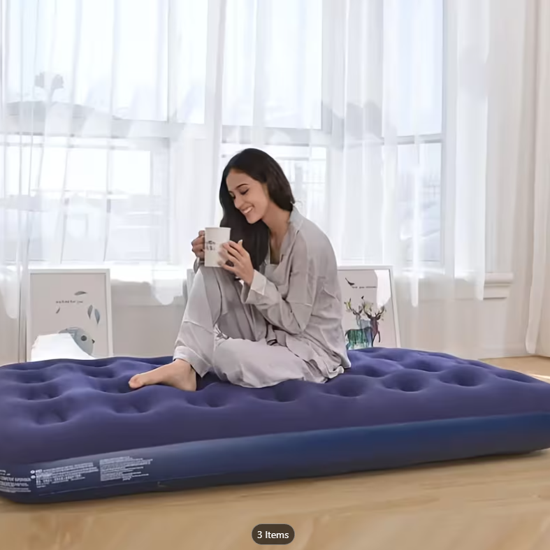 66% OFF Single Inflatable Air Mattress - Durable PVC, Portable,, Ideal for Camping, Family Gatherings, and Office Naps, Inflatable Mattress