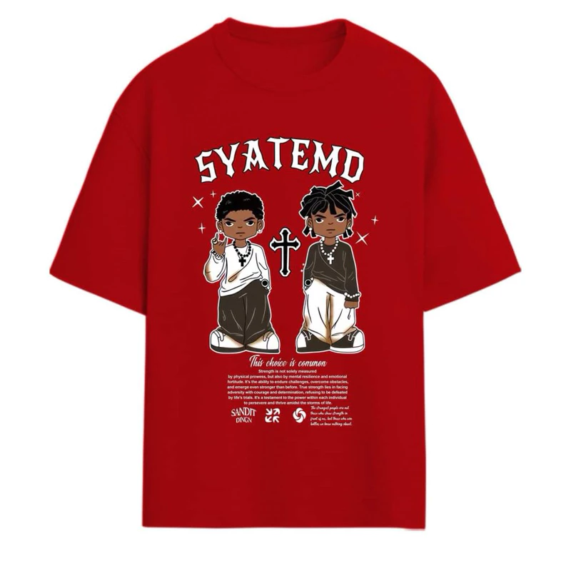 16% OFF SYATEMD Oversize T-Shirt For Men Cartoon Original Style trend Street Unisex Design Crew Neck Top