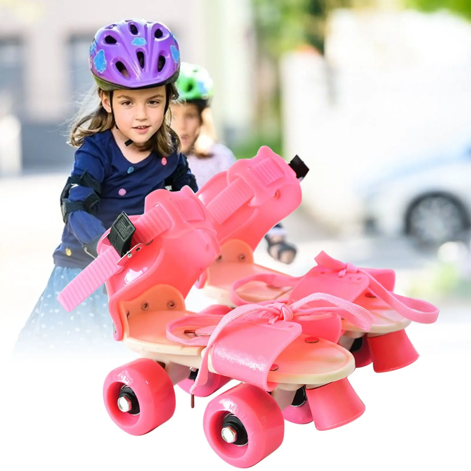 39% OFF Adjustable Size Children Roller Skates Inline Skate Double Row 4 Wheels Sliding Sneakers