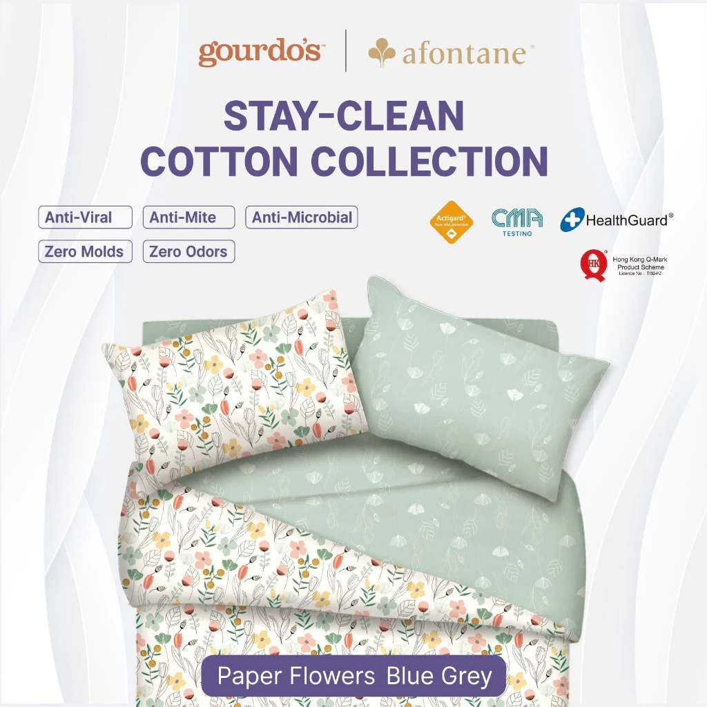 30% OFF AFontane Pillow Case Set of 2 Queen Size 20" x 30" Paper Flowers Blue Grey