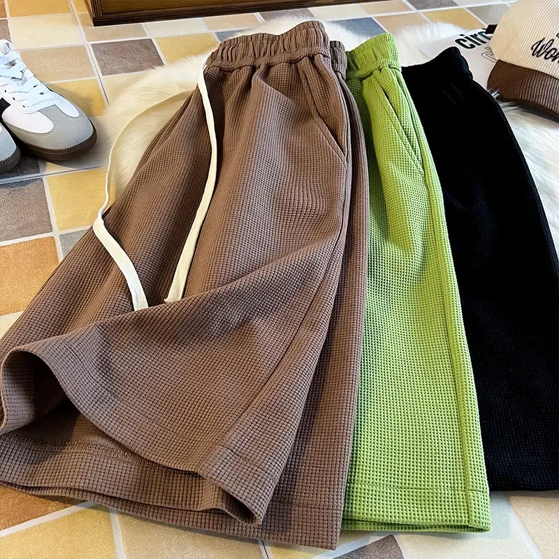 77% OFF Waffle Plain Shorts For Men With 2 Pocket