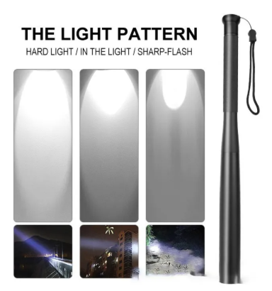 40% OFF Ultra Bright Self Defense Baseball Bat Flashlight Stick Outdoor Emergency Personal Defense Torch Anti Riot Equipment Supplies