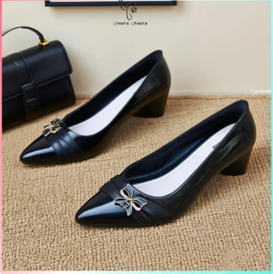 46% OFF #D1 Fashion leather shoes for women Black shoes thick soled school shoes fot women