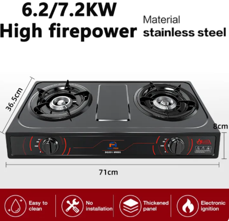53% OFF Gas Stove | Double Burner Gas Stove | Teflon-Coated | Heavy Duty | Non-stick | Easy to Clean