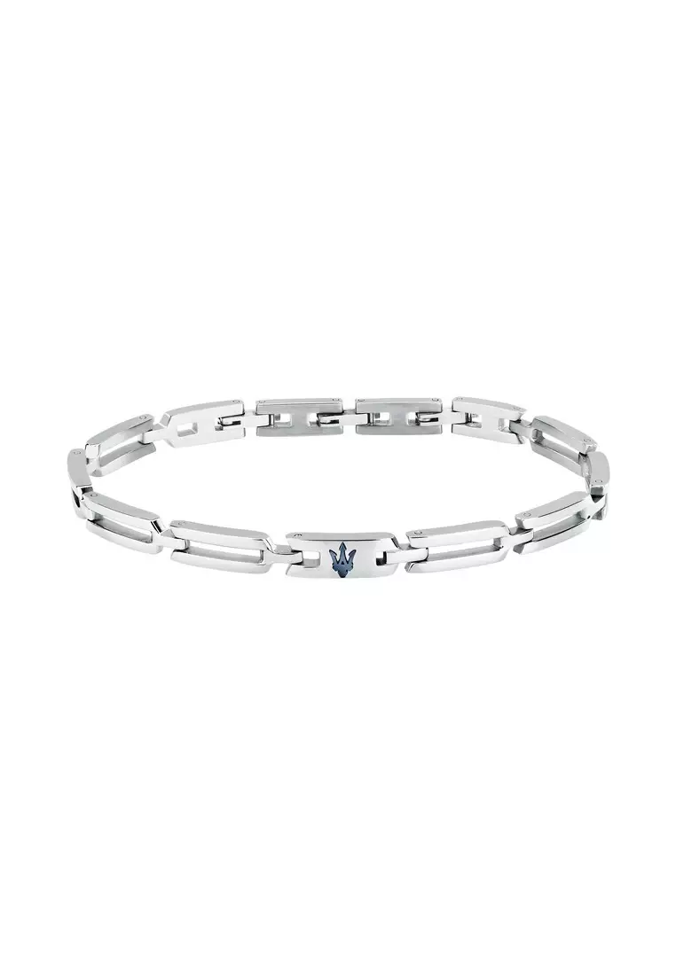 30% OFF Maserati Jewels 185+30 mm Men's Bracelet, Stainless Steel, Blue Logo, JM424AVD73 (Adjustable)