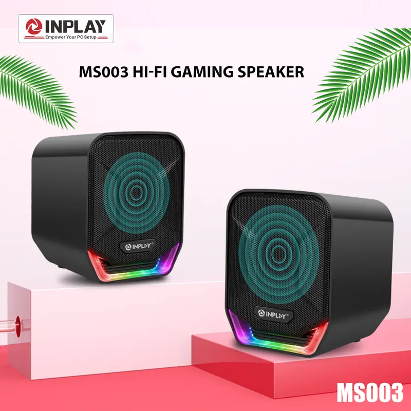 50% OFF Inplay MS003 Mini RGB Speakers 3D Surround, Shocking Bass Boost, USB+3.5mm Port for Laptop/Desktop Audio