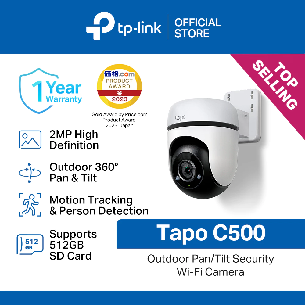 27% OFF TP-Link Official Store | Tapo | C500 | Outdoor CCTV Camera Wi-Fi Waterproof | 360 | Motion