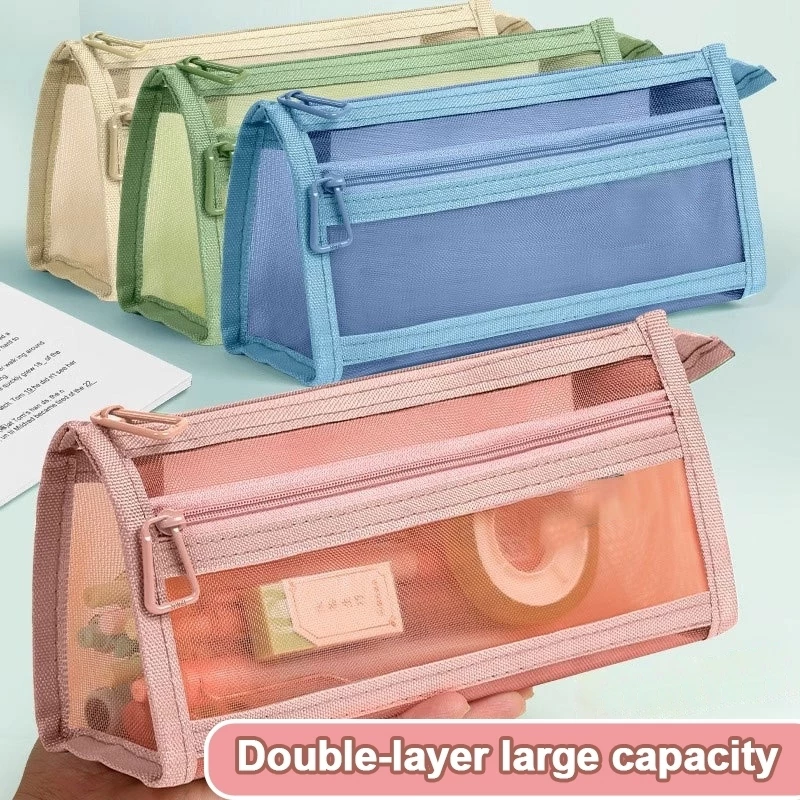 74% OFF Double Layer Pencil Cases Stationery Storage Large Capacity Pencil Poubch Zipper Pencil Bag