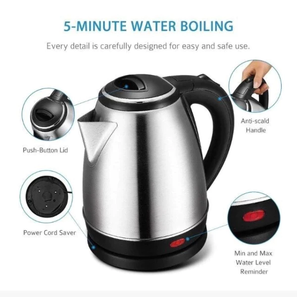 37% OFF (Alexander)2L Electric Kettle Stainless Steel Hot Kettle Large Capacity Household Quick Boiling Kett