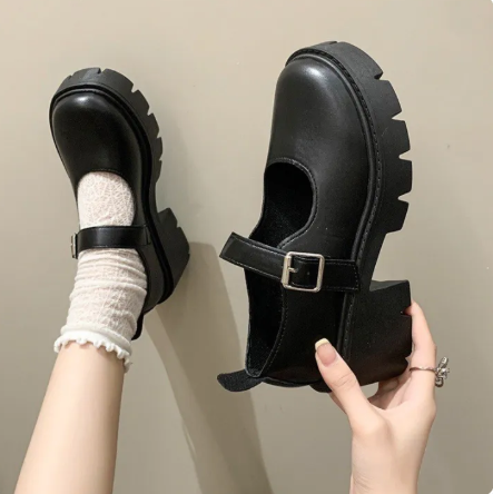 31% OFF Mostwear Classic Fashion Lolita/JK Black Thick Bottom Shoes Casual Students Rubber Wild Style Mary Janes(standard size)
