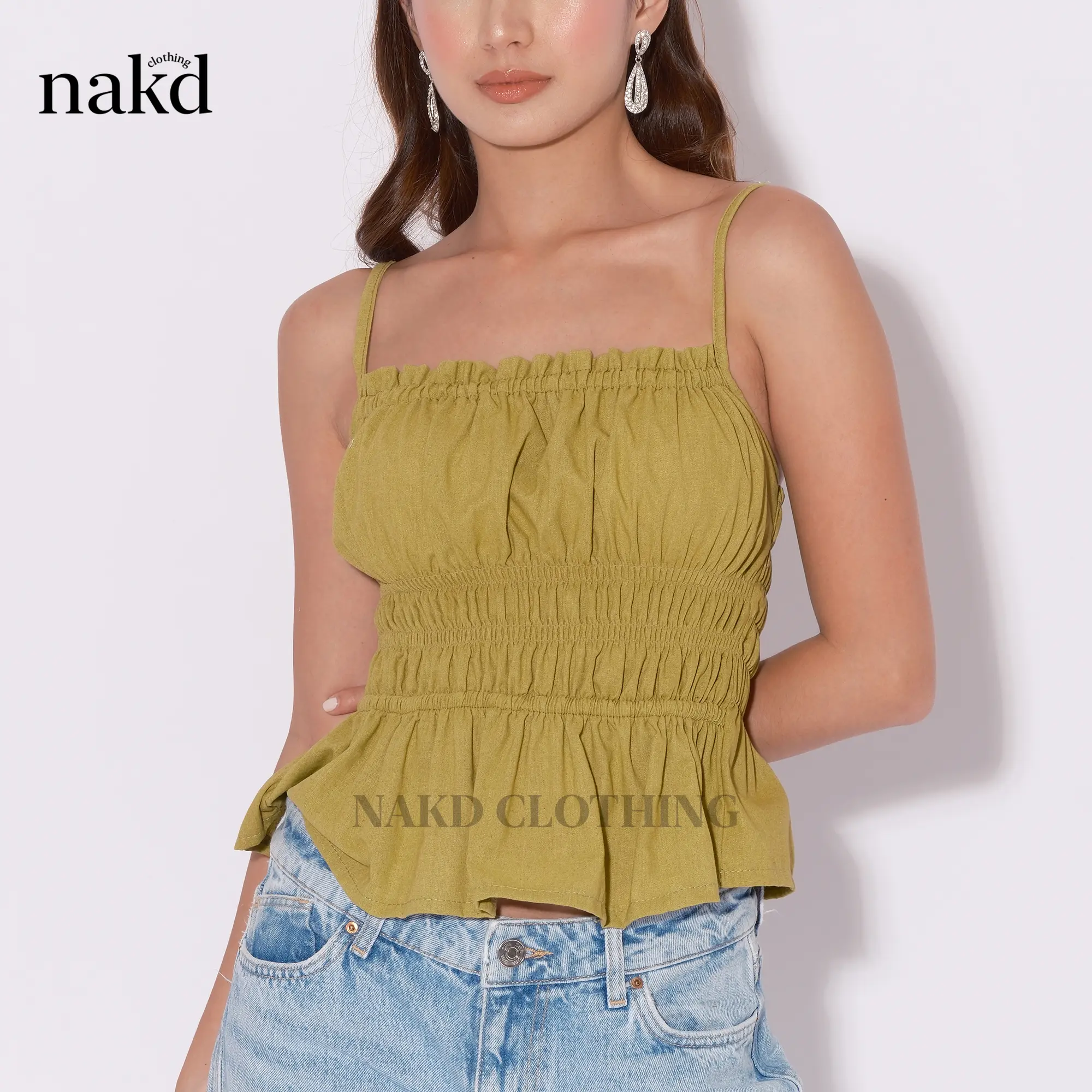 46% OFF NAKD FASHION BELLORA SEXY STRING COTTON LINEN SMOCKING BACK DAILY CASUAL SUMMER TOP 1817