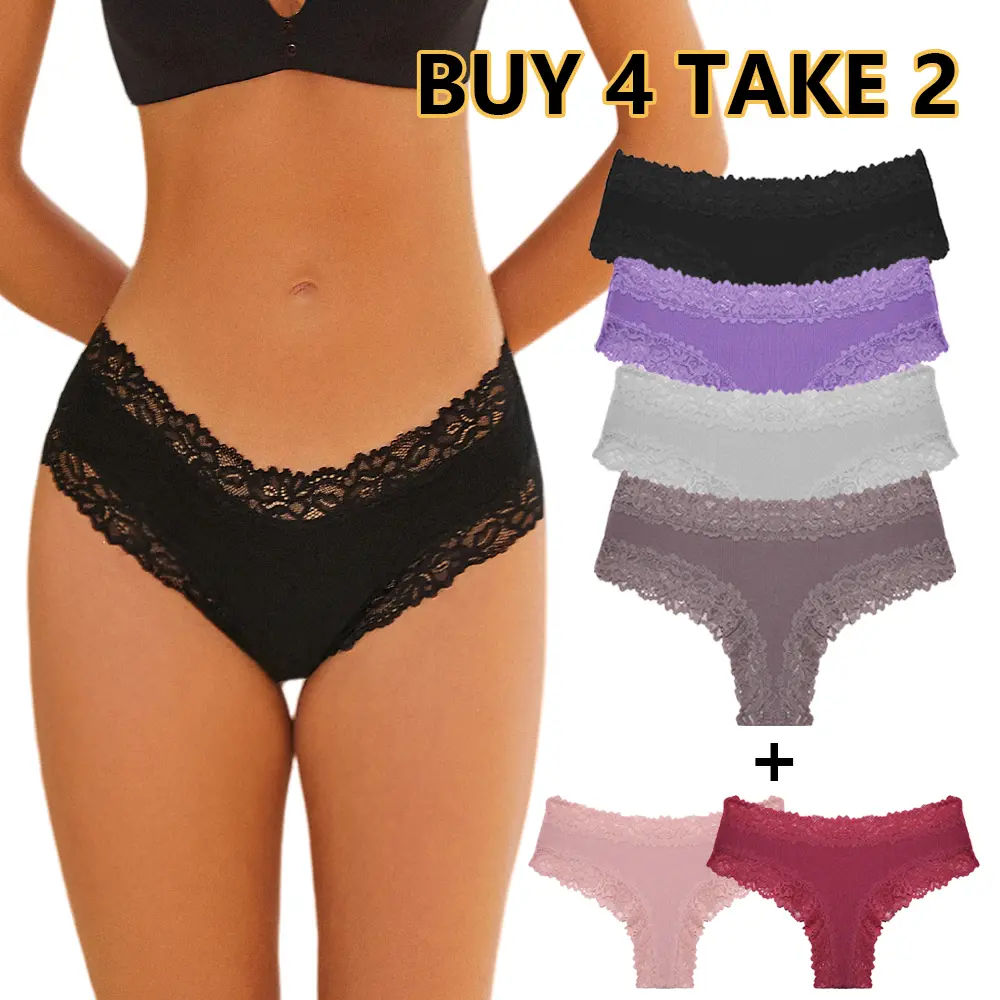 57% OFF BUY 4 TAKE 2 Sexy Lace Briefs Low-Waist Cotton Lingerie For Women High Quailty Womenswear Breathable And Soft Briefs