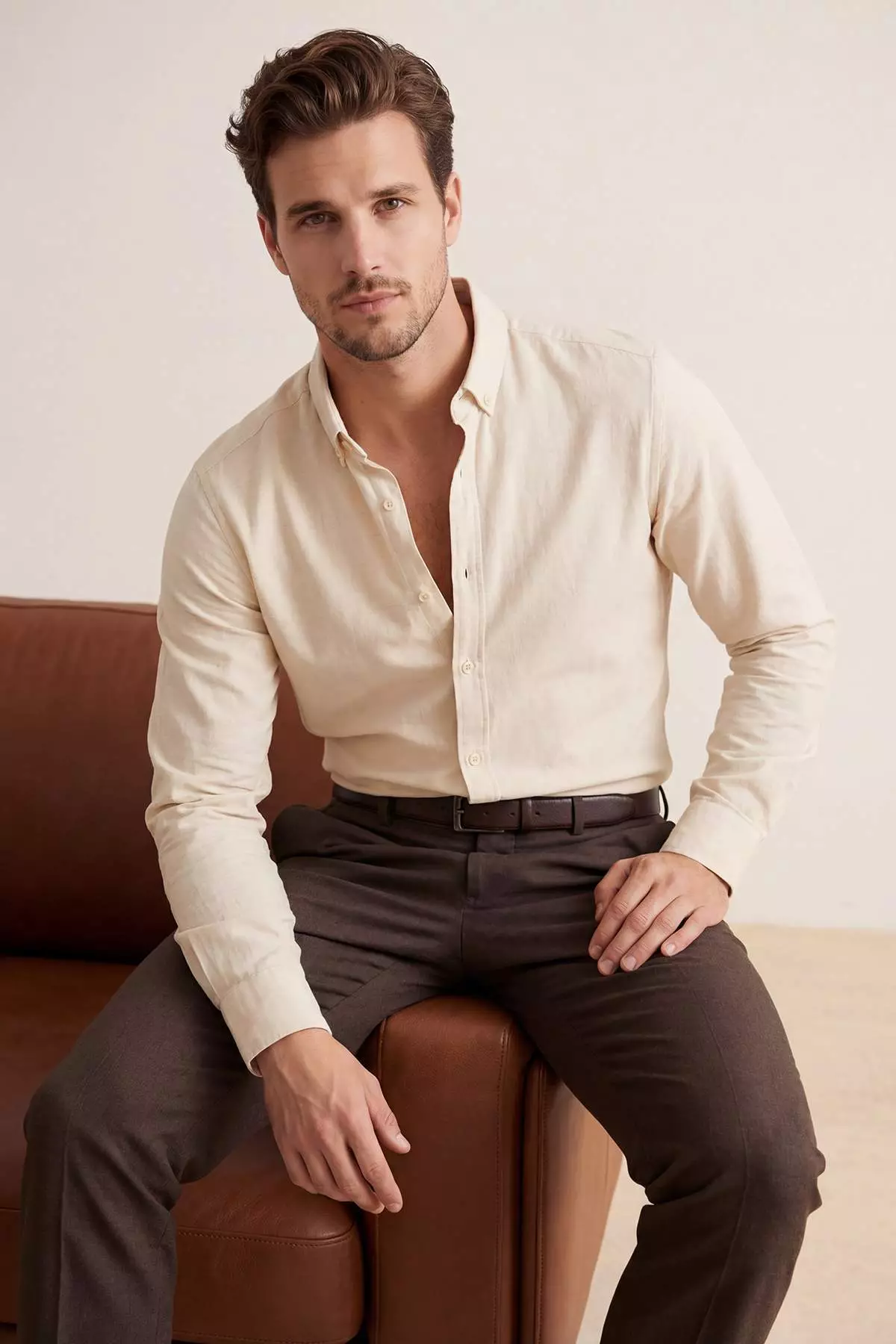 48% OFF Taş Normal Fit/Regular Linen Blended Textured Summer Woven Men'S Shirt Tmnss26Go00010