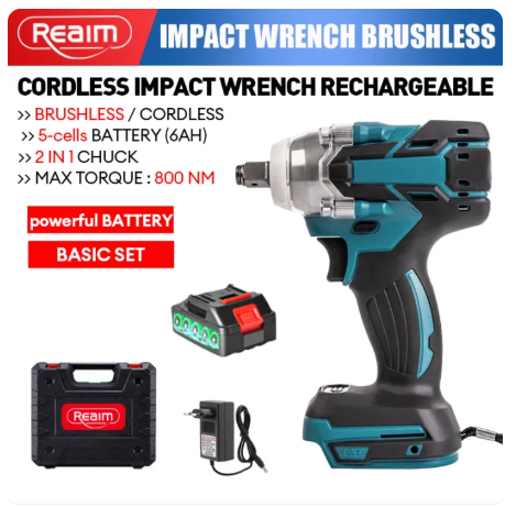 51% OFF REAIM Brushless Cordless Electric Impact Wrench&Drilling 2IN1 Power Tools Ratchet Wrench Drill Screwdriver