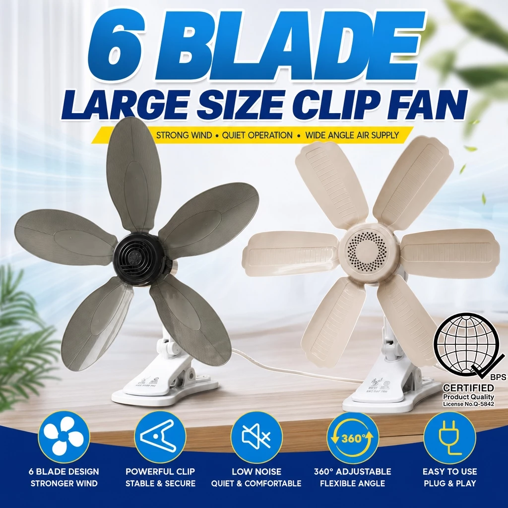 44% OFF BIG Size Clip Fan 5 Blades Large Clip Fan Table Clip Fan Electric Fan Table fan portable desk fan