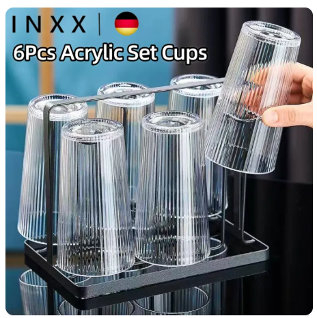 25% OFF INXX 6 Piece Unbreakable Acrylic Drinking Glass Set – Durable and Lightweight Chowking Baso/Acrylic Drinking Cup
