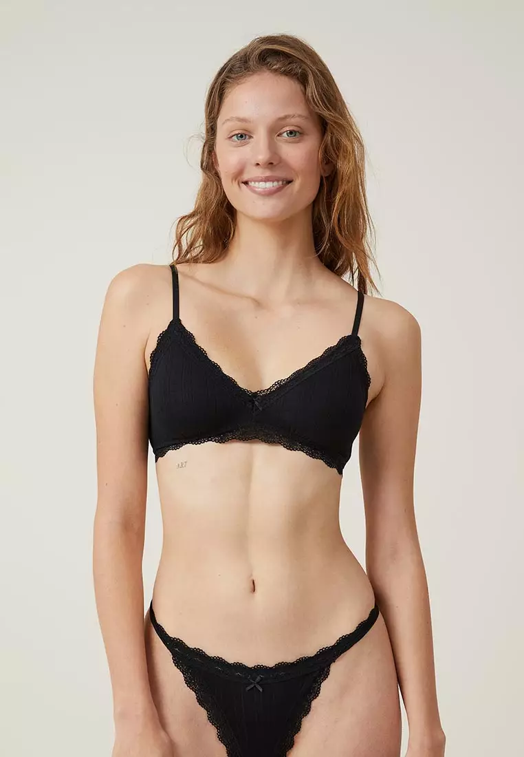 67% OFF Cotton On Body Organic Cotton Lace Padded Bralette