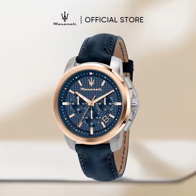 50% OFF [2 Years Warranty] Maserati Successo 44mm Men's Quartz Watch Relo R8871621015 With Luminous Dial Hands