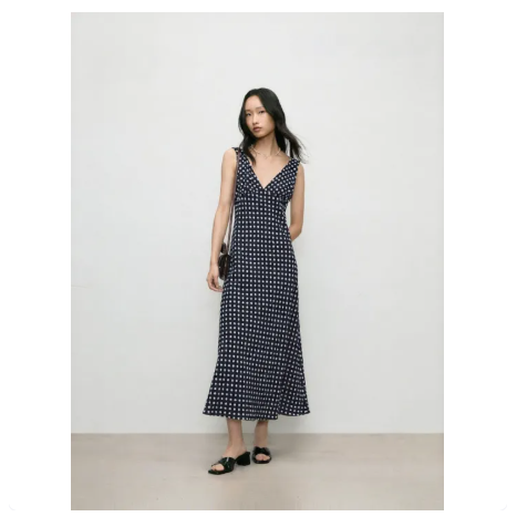 41% OFF H&M | Contrast Dots Retro Polka Dot Print Loose Backless Dress