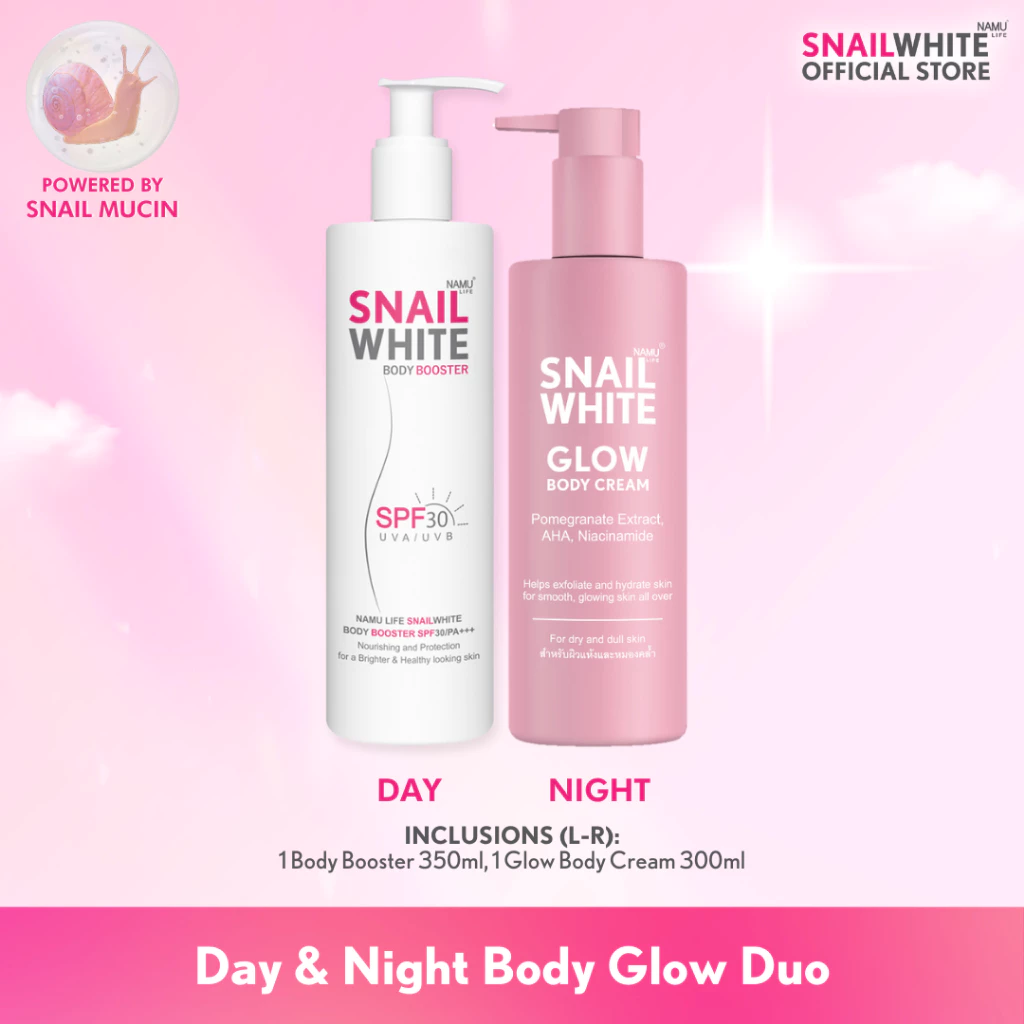30% OFF SNAILWHITE Day & Night Body Glow Duo (Body Booster, Glow Body Cream)