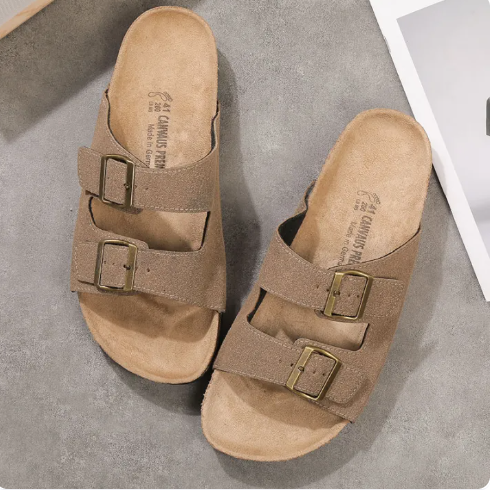 69% OFF Shoefinity Women's casual flat sandals with adjustable double buckle design. The upper part is made of suede material. Fashionable flat style#WT390