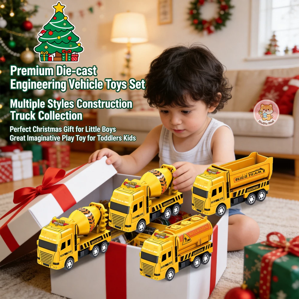 68% OFF Assorted Pull Back Construction Vehicle Toy Set Engineering Trucks for Kids Boys & Girls