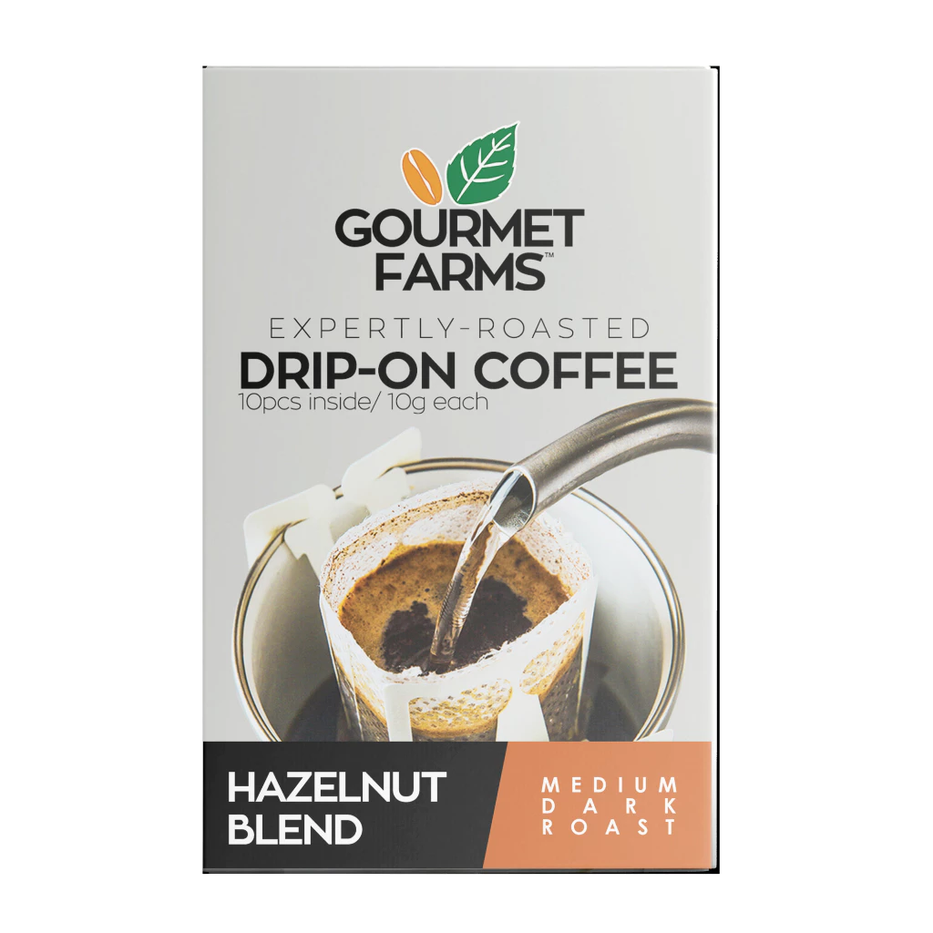 18% OFF Gourmet Farms Premium Drip-on Coffee 10-Pack | Hazelnut, Barako, Premium, Arabica | strong aroma