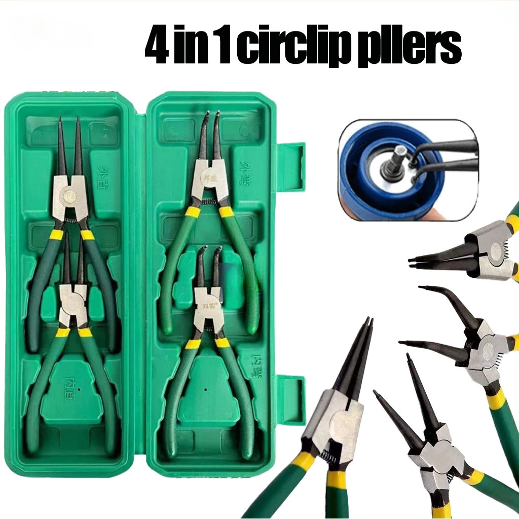 35% OFF 4PCS 4-in-1 Multi-Function Circlip Pliers Set in 7-Inch for Retaining and Snap Ring Removal