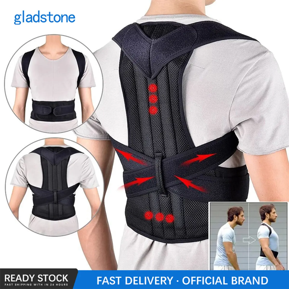 63% OFF Adjustable Back Posture Corrector for Men Lumbar Spine Support Steel Plate Humpback Orthosis